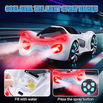 Remote Control CarRC Cars Boys Toys for 6 7 8 9 10 11 12 Year Old 2.4GHz 360° Rotate RC Cars with Cool Lights Music &amp Spray Effects Cool Birthday for Kids &amp Boys 6-12