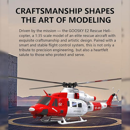 GOOSKY E2 UH-1Y RC Helicopter 2.4G 6CH Dual Brushless Simulation Stunt Aircraft Model with GPS Auto-Stabilization One-Key Return (RTF Version)