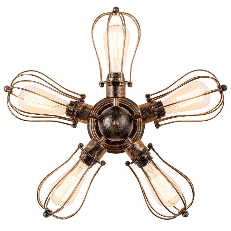 moonkist Vintage Ceiling Light Industrial Semi-Flush Mount Ceiling Light Metal Fixtures Painted Finish (with 5 Light) (Bronze)