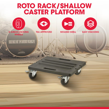 SKB Roto Rack/Shallow Rack Caster Platform with 4 Locking Wheels for Transport, 2 42-Inch Straps to Secure Caster Board to Rack, Black