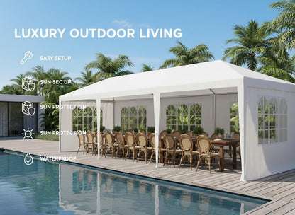 HOTEEL 10x30 FT Party Tent Outdoor Canopy Tents for Parties with 8 Removable Sidewalls, Carpas para Fiestas Waterproof for Gazebo Large Backyard Shelter Patio Wedding Event Tent BBQ White