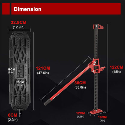 BUNKER INDUST Offroad High Lift Jack with Pair Traction Board Mate + 2Pcs Synthetic Soft Shackle Rope