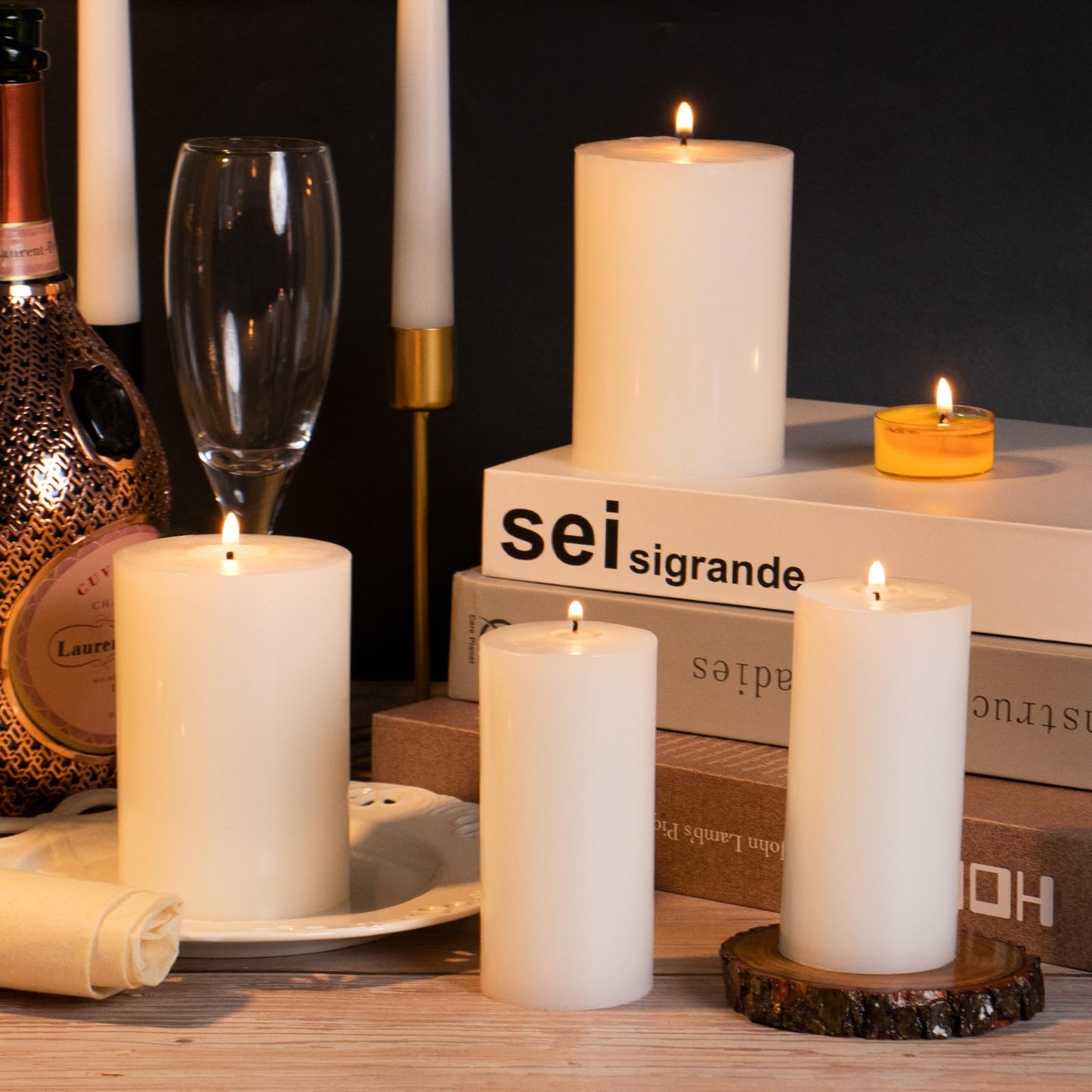 KONNI White Pillar Candles Set of 10, 2"x 4" Unscented Pillar Candles Bulk, 20 Hours Long Burning Candles, Smokeless&Dripless Large Round Candle for Wedding, Home Decoration, Parties, Spas, Dinner