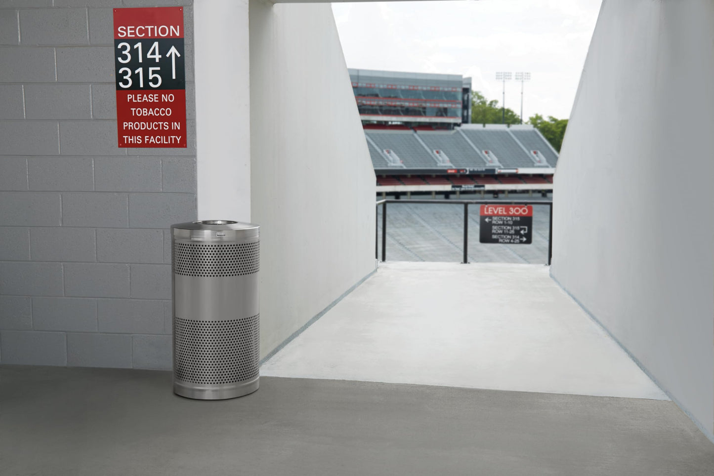 Rubbermaid Commercial Products Perforated Steel Trash Can, 25-Gallon, Black, Hands-Free Indoor/Outdoor Garbage Bin for Mall/Stadium/Office/Lobby/Restaurant
