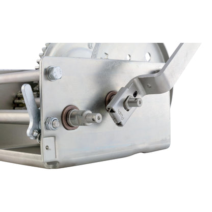 CURT 29538 Hand-Crank 2-Speed Winch, 3,800 lbs, 5.1:1 High, 15.8:1 Low Gear Ratio, 9.6" Handle
