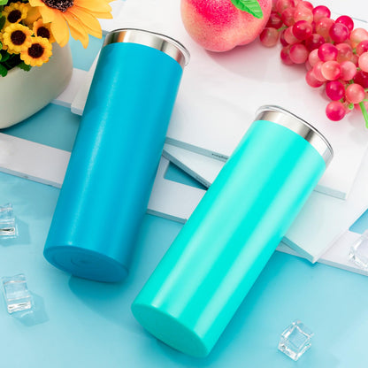 Remagr Skinny Tumblers Bulk 20 oz Stainless Steel with Lids and Straws Blank Slim Insulated Cup Double Layer Water Cups for Travel, DIY(Bright Color,28 Pcs)