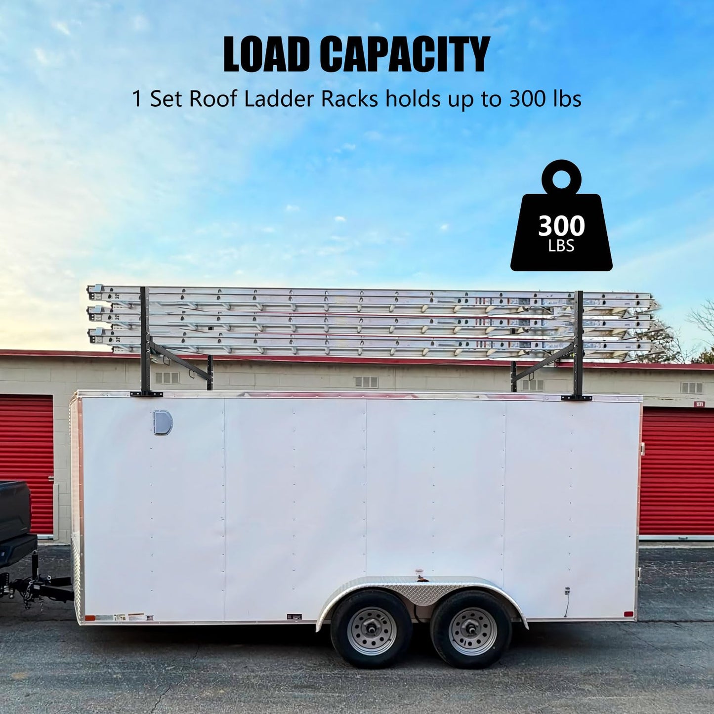Colinktool Adjustable Roof Ladder Racks,Trailer Ladder Racks Fit for 4'-7' Enclosed Trailers Cargo Vans Trucks – 2 Pack, Black