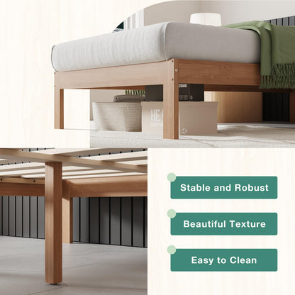 Novilla 12 Inch Wooden Twin Bed Frame, Classic Solid Wood Platform Bed Frame Twin Size, Sturdy Wood Slat Support, No Box Spring Needed, Easy Assembly