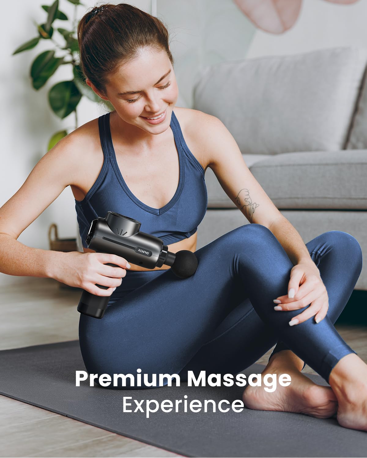 RENPHO Massage Gun Deep Tissue, Portable Percussion Massager for Back and Neck, Gifts for Men and Women, Handheld Device with Carry Case, Active Green