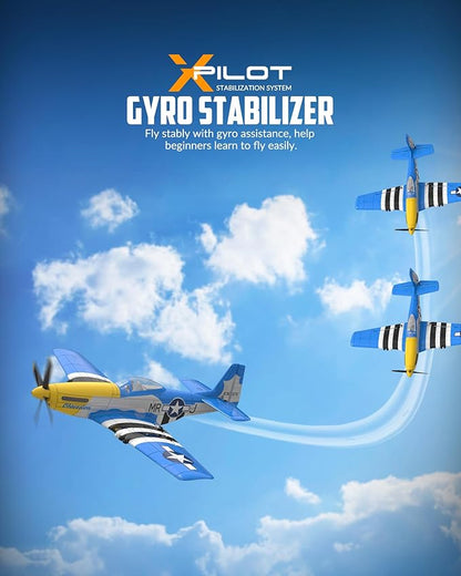VOLANTEXRC RC Plane 4 Channel P51D Mustang Remote Control Airplane Fighter RTF with 6-Axis Gyro 3 Modes Easy to Fly 2.4GHz Radio Controlled Aircraft for Beginners &amp Adults (Blue)