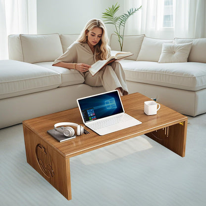 teyeard Japanese Folding Coffee Table, Foldable Low Coffee Tables, Bamboo Floor Table Desk for Sitting on The Floor, No Assembly, Portable Living Coffee Table (39.4 Inch)
