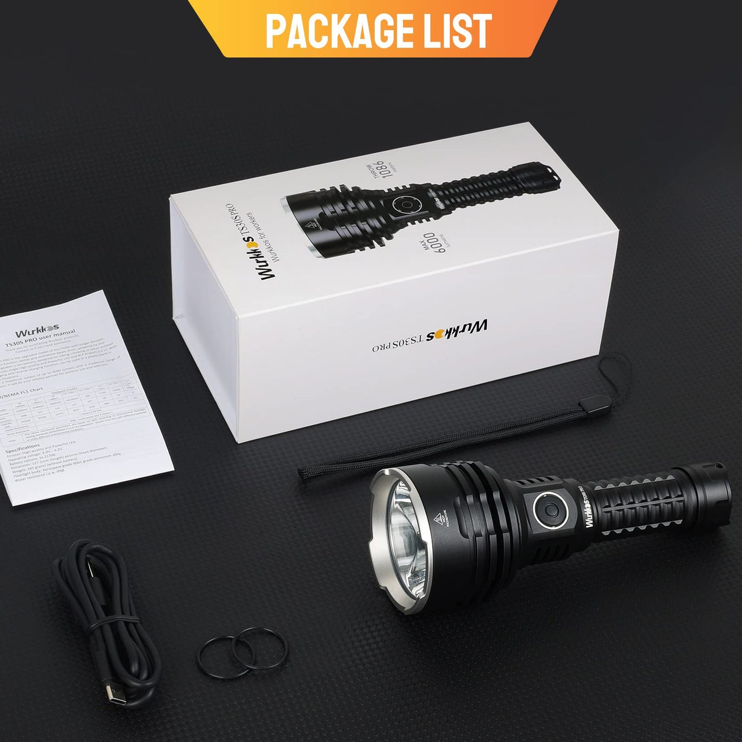 Wurkkos TS30S PRO Super Bright 6000 Lumen Led Flashlight, SBT90.2 High Lumen, Long Throw, Anduril 2.0 UI, Waterproof for Emergency