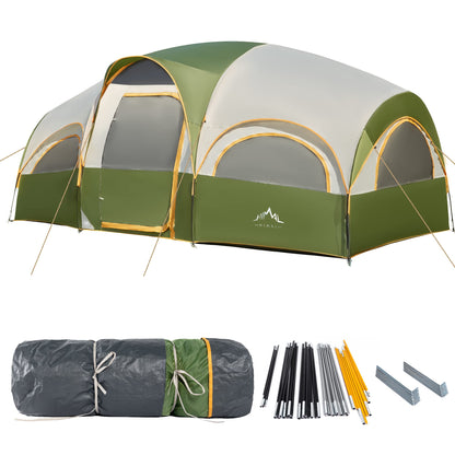 GoHimal 8 Person Tent for Camping, Waterproof Windproof Family Tent with Rainfly, Divided Curtain Design for Privacy Space, Portable with Carry Bag
