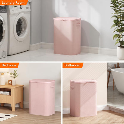 Lifewit 85L Large Laundry Basket - Foldable Hamper with Lid & Removable Bag - Pink