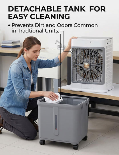 Portable Air Conditioners, Swamp Cooler Portable AC Unit for Room,Windowless Cooling Fan That Blow Cold Air with 10GAL Detachable Tank,Evaporative Air Cooler for Outdoor Indoor Garage Restaurant Patio