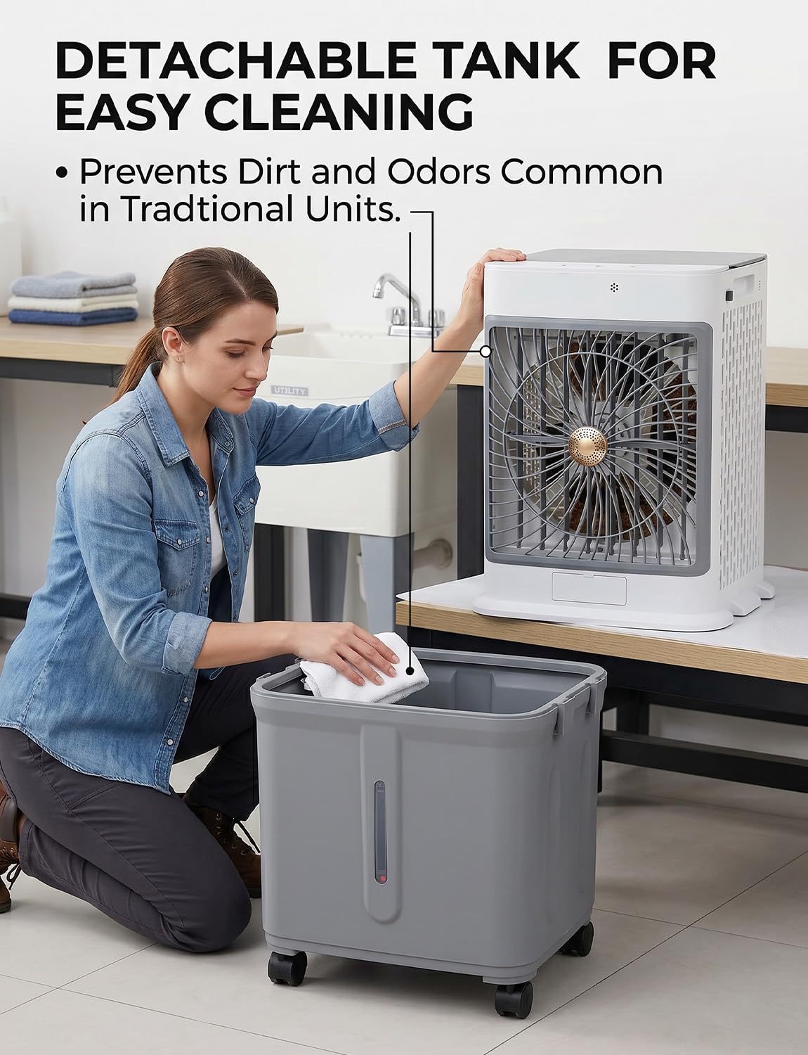 Portable Air Conditioners, Swamp Cooler Evaporative Air Cooler Portable AC Unit for Room, Windowless Cooling Fan That Blow Cold Air with 10GAL Detachable Tank for House Patio Garage Restaurant Outdoor