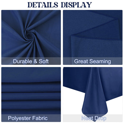JALANCY 4 Pack Navy Blue Rectangle Polyester Tablecloth 60x102 Inch Washable Polyester Table Cover for Wedding Dining Table Buffet Parties Banquet Decor