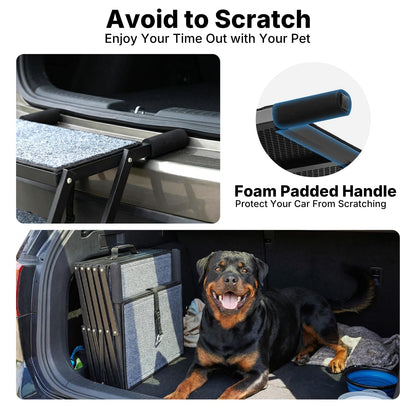 Veehoo Collapsible Dog Stairs for Large Dogs Extra Wide, 4 Steps Folding Dog Steps for Car Truck SUV 20" Wide, Heavy Duty Pet Loader Ramp Ladder Portable with Non Slip Surface, Support up to 200lbs