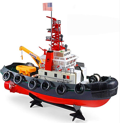 POCO DIVO US Seaport Super Work Boat RC Tugboat 2.4Ghz Radio Control Tug Boat Tow Model 23 Harbor Fire Fighting Ship Rescue Spurt Water Fireboat