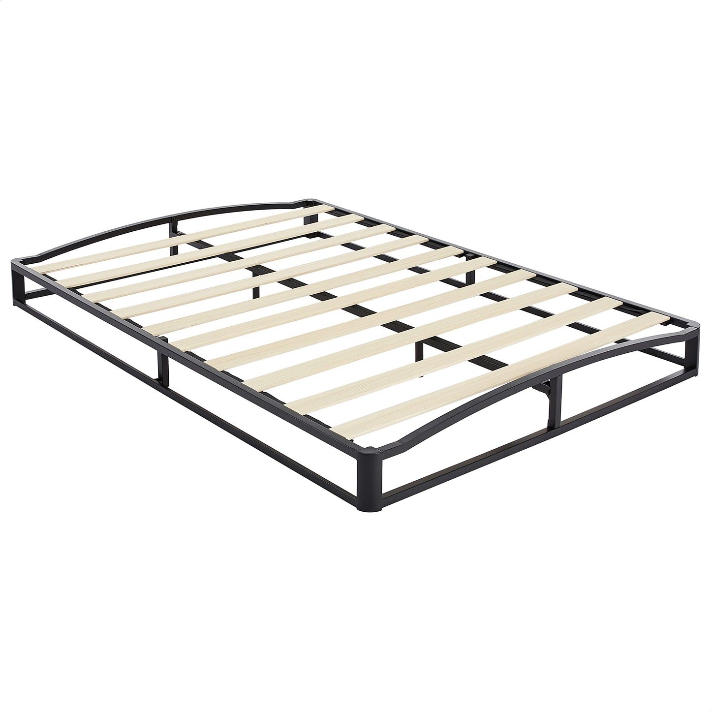 Amazon Basics Metal Platform Bed Frame with Wooden Slats, Sturdy Mattress Support, 10 Inches High, Under-Bed Storage, Full, Black