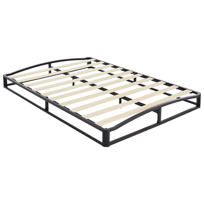 Amazon Basics Metal Platform Bed Frame with Wooden Slats, Sturdy Mattress Support, 10 Inches High, Under-Bed Storage, Full, Black
