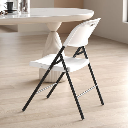 Nazhura 350 Weight Limit Heavy Duty Plastic Folding Chair with Reinfoced Steel Frame for Indoor and Outdoor, Wedding, Party, Restaurant, Meeting Room, Patio and Garden (6, White)