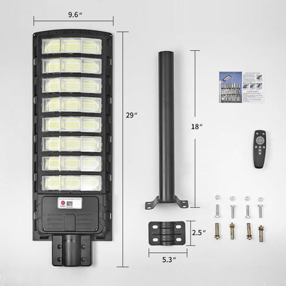 Solar Lights Outdoor Waterproof with Motion Sensor & Remote, IP66 Commercial Solar Street Light, Dusk to Dawn LED Security Flood Light for Parking Lot, Yard, Driveway - Timer Adjustable Brightness 2P