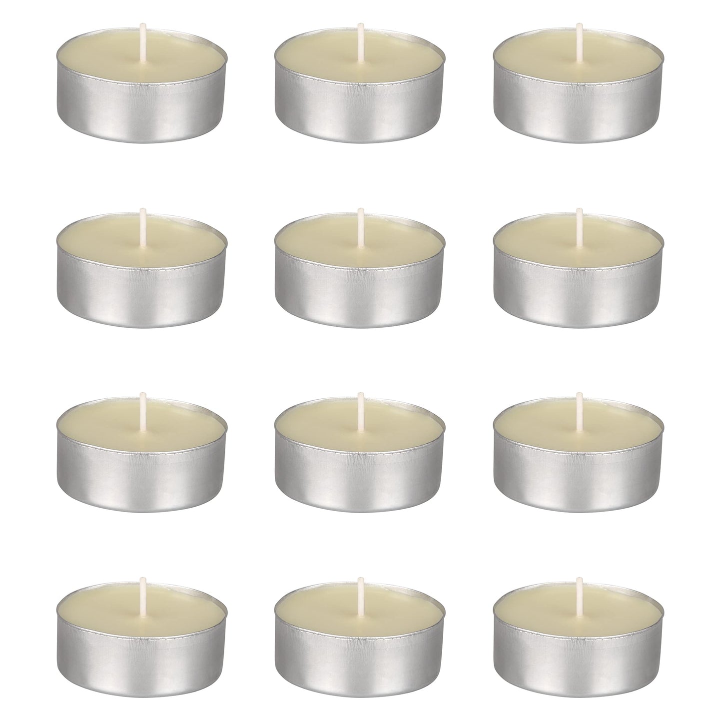 Mega Candles 12 pcs Unscented Oversize Ivory Tea Lights Candles, Pressed Wax Candle 12 Hour Burn Time, Home Décor, Wedding Receptions, Occasions, Events, Meditations, Tranquility, Spa