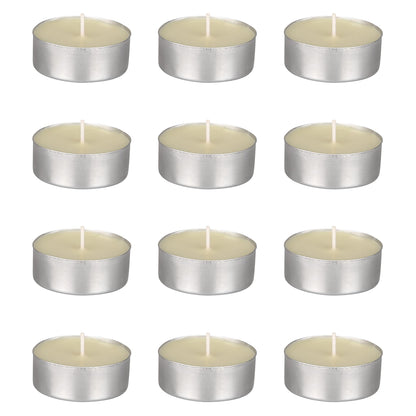 Mega Candles 12 pcs Unscented Oversize Ivory Tea Lights Candles, Pressed Wax Candle 12 Hour Burn Time, Home Décor, Wedding Receptions, Occasions, Events, Meditations, Tranquility, Spa