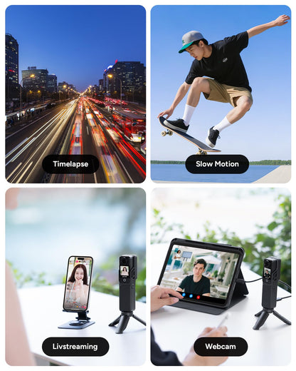 SJCAM C400 4K Travel Vlogging Camera with 128GB Card,7H Recording Body Camera for YouTube Creators,6-Axis Stabilizer & 2.29'' Touch Screen,30M Underwater,Black,Camara para grabar contenido