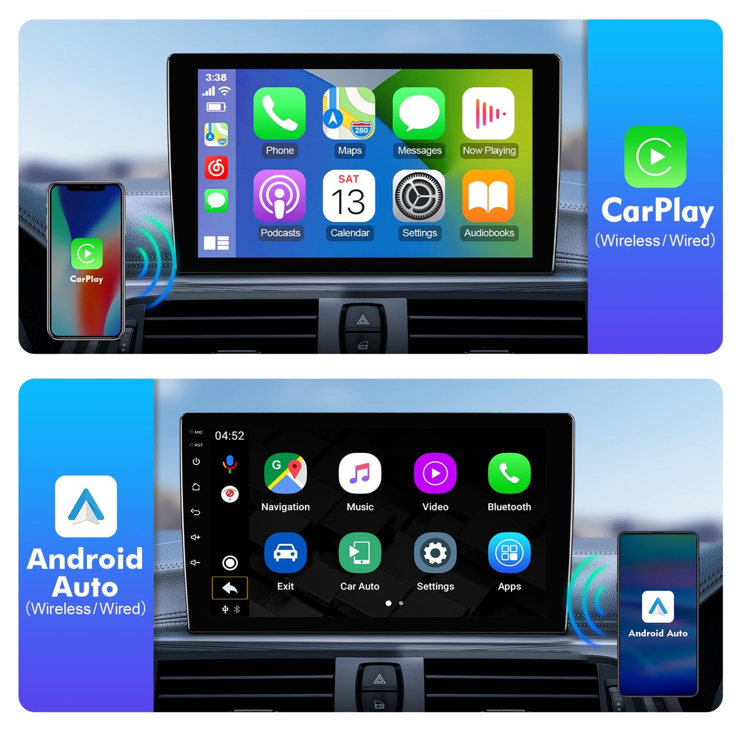10.1-inch Android 13 Double Din Car Stereo for Jeep Compass 2 MP 2017-2019 IPS Touchscreen Screen Car Radio with Carplay & Android Auto Support Backup Camera GPS FM Navi BT SWC