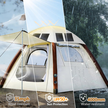 Automatic Tents for Camping 4 Person with Rechargeable Device, Portable Carry 4000mm Waterproof & UV Protection Pop Up Tent, Easy Setup Instant Cabin Tents for Family Camping & Hiking