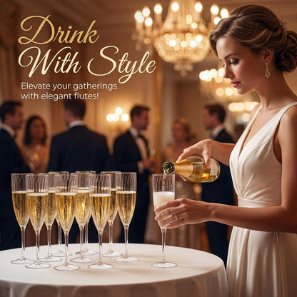 WDF 36PCS Clear Champagne Flutes Plastic - 6 OZ Clear Disposable Champagne Flutes Party Supplies for Wedding/Birthday/Parties/Graduation