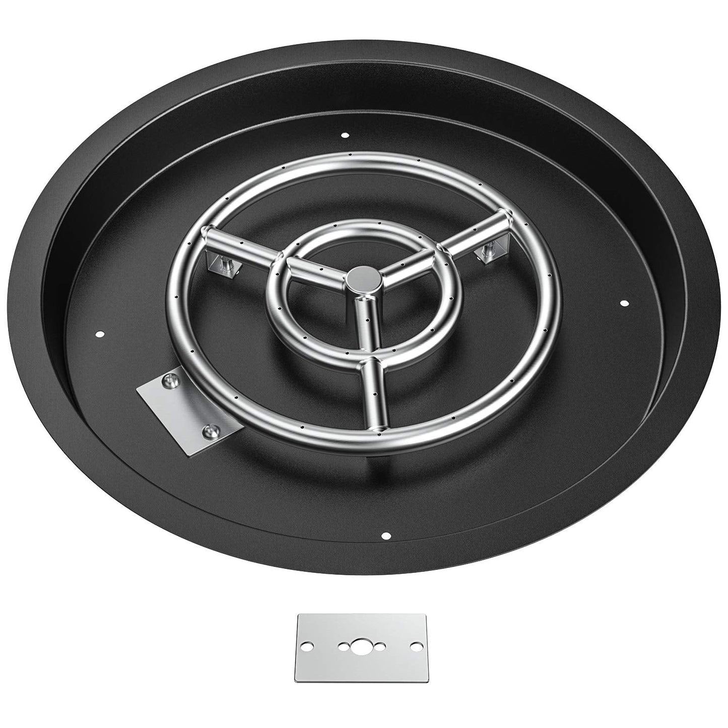 Skyflame Round Fire Pit Burner Pan Fire Bowl with Burner Ring - Drop-in Style - Made of Stainless Steel - 19 inch
