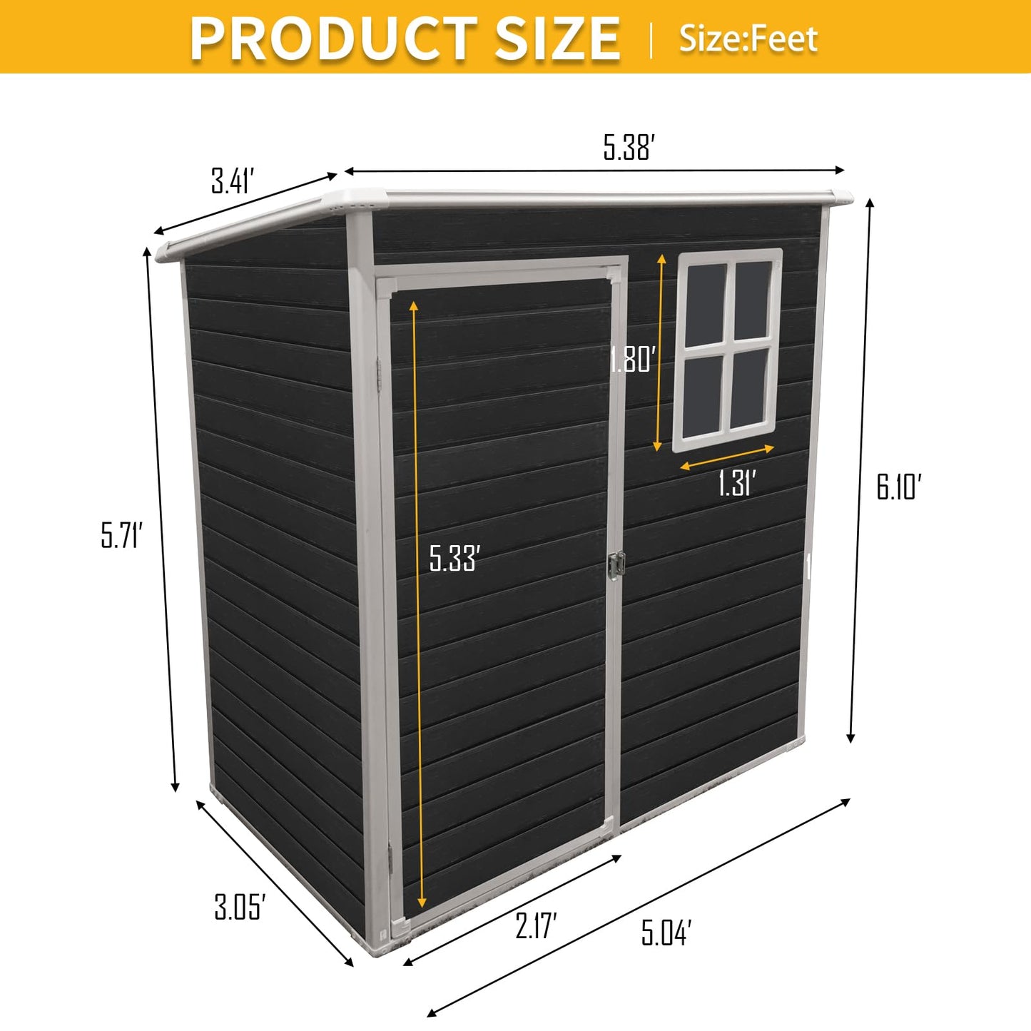KEIKI 5x3 FT Outdoor Storage Shed Waterproof Resin Cabinet Polypropylene Frame with Lockable Doors for Patio Furniture