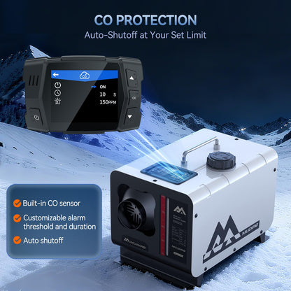 MUDIRO Diesel Heater 12V/24V/110V 8KW with CO Protection (Auto Shut-off & Alarm), Thermostat, Remote, TFT Display, Auto Altitude Adjustment, Chinese Diesel Heater for Camping, RV, Tent
