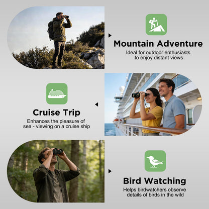 High-Powered 8x42 Binoculars for Adults - IPX7 Waterproof, Fogproof & HD Optical, FMC & BAK4 Prism, 7.0° Wide Field of View for Bird Watching, Hunting & Cruise