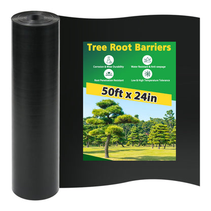 West Bay 50ft x 24in x 60mil Tree Root Barrier, Heavy-Duty Bamboo Root Barrier Weed Blocker for Landscape Tree Ring Edging Garden Borders Driveway and Sidewalk Protection Roads