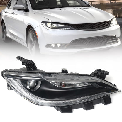 VLINCAR Halogen Headlight Compatible with Chrysler 200/200c 2015 2016 2017 W/LED DRL Headlamp Head Light Black Trim 68284787AA 68284786AA Right Passenger Side
