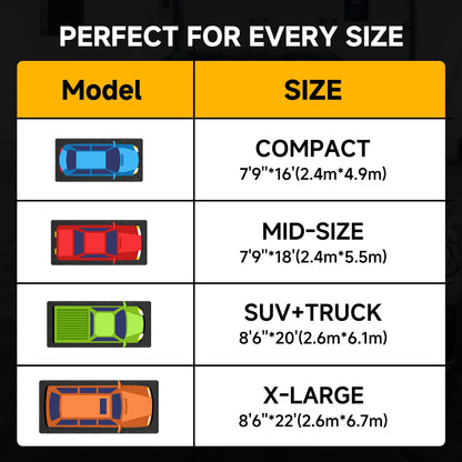 SUNYRISY 8'6" x 20' Containment Garage Floor Mat Under Car, Heavy Duty Waterproof Garage Carpet Floor Protection Non-Slip Parking Mat with Squeegee for Cars SUVs Trucks