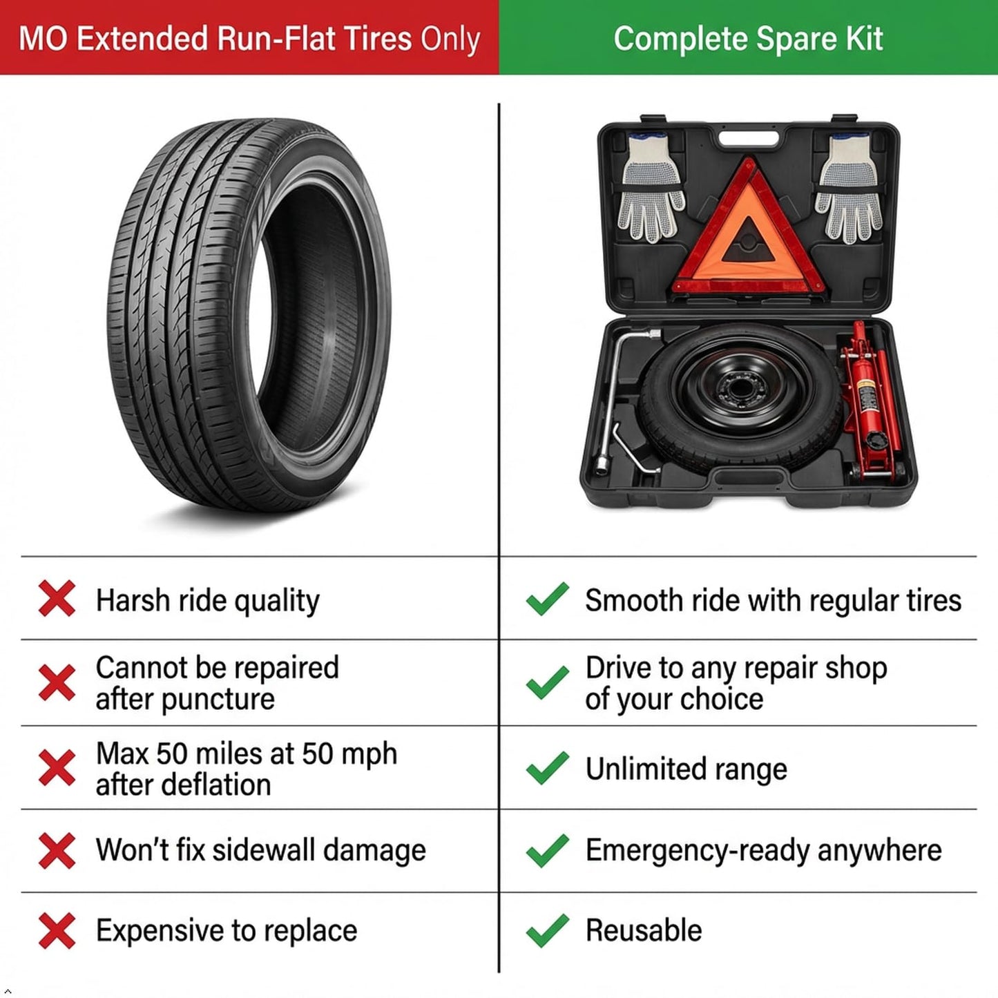 Spare Tire Kit Compatible with 2015-2026 Mercedes C‑Class & CLA‑Class (Except C63 S) | 125/80R18 Compact Spare Wheel with 18x4.5 Rim | Complete Roadside Kit Includes Jack, Lug Wrench & Storage Bag