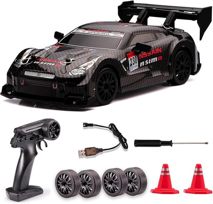 1:24 Scale RC Drift Car4WD 2.4GHz High Speed Racing Hobby Sport Toy Car Vehicle with LED LightsRacing and Drift Wheels for Adult Boys Girls Kids Gift (8601-Black)