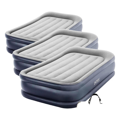 Intex 64131ED Dura-Beam Plus Deluxe Pillow: Fiber-Tech – Twin Size – Built-in Electric Pump-– 16.5in Bed Height-– 300lb Weight Capacity,(Pack of 3)