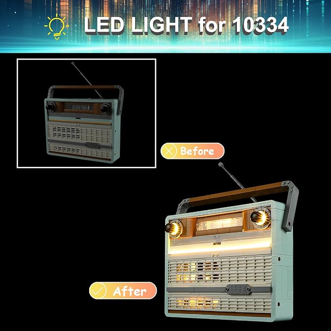 LED Light Kit for Lego 10334 Retro Radio Set Compatible with Lego 10334 Building Blocks Model(Not Include Blocks Set)