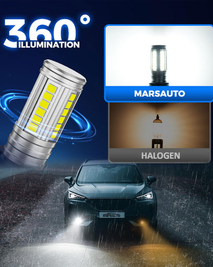 Marsauto H10 9145 LED Fog Light Bulbs 12000LM 6500K White 360? Illumination Pack of 2