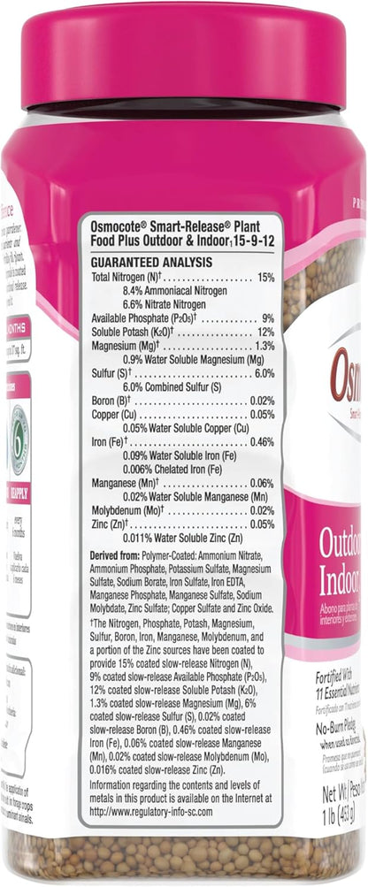 Osmocote Smart-Release Plant Food - Granular Fertilizer with 11 Essential Nutrients | 1 lb for Indoor & Outdoor Use