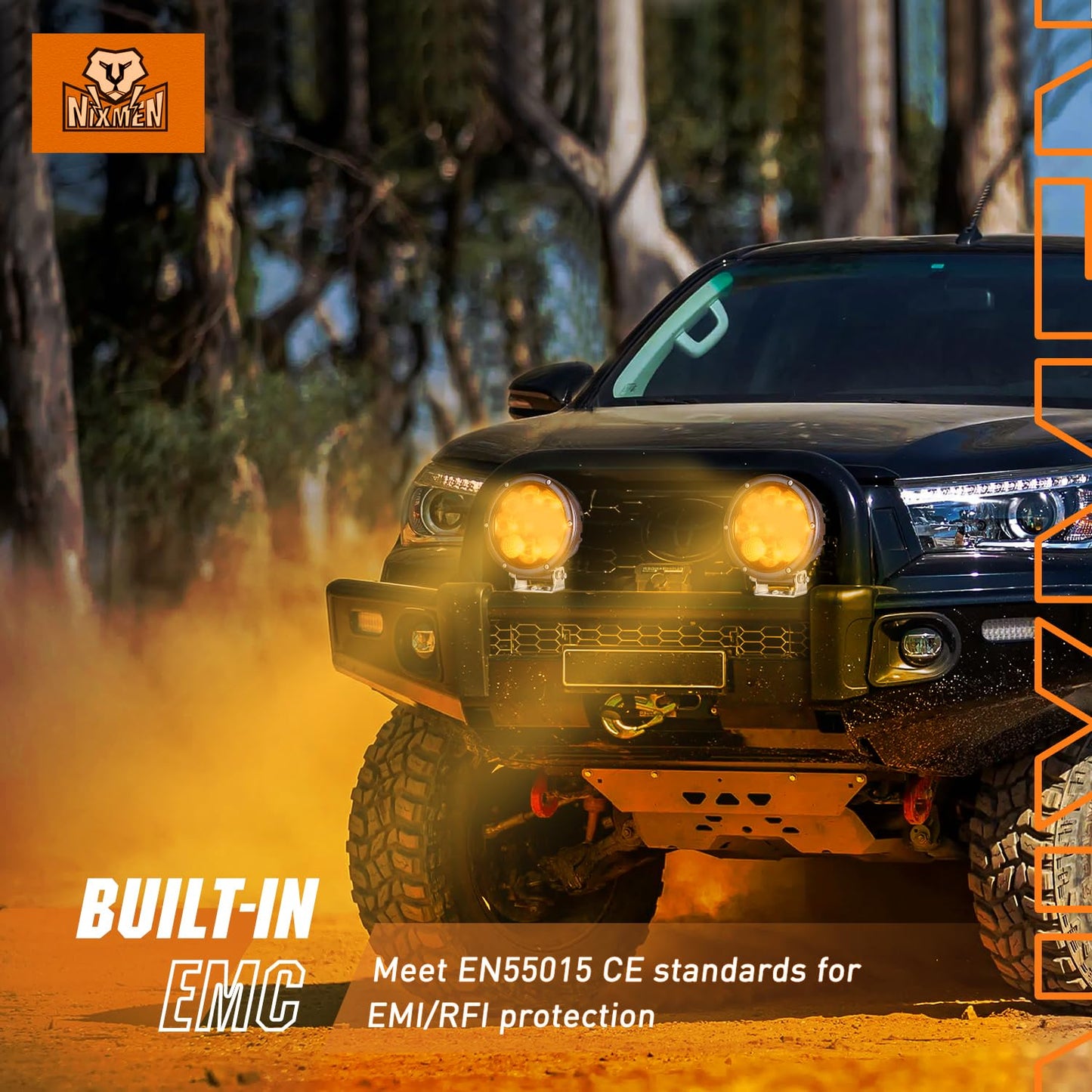 Nilight 5.7 Inch Amber LED Driving Light Round 50W Yellow Fog Spot Flood Combo Lights w/ 16AWG DT Connector Wiring Harness IP68 for Offroad ATV UTV Truck Tractor