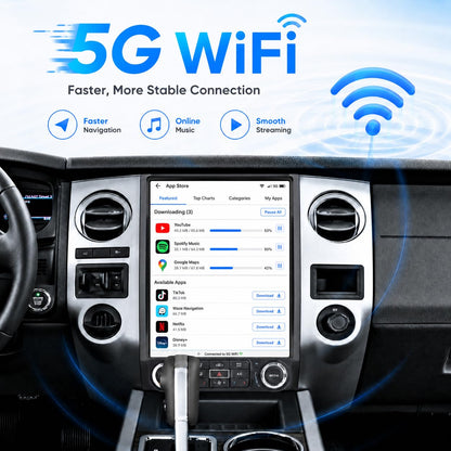 CIGKTSEIN Car Radio for Ford Expedition 2015 2016 2017, 8-Core 4+64GB Android Upgrade Stereo with Wireless Carplay Android Auto, 12.1'' T-Style Screen with GPS WiFi SWC AM/FM Backup Camera