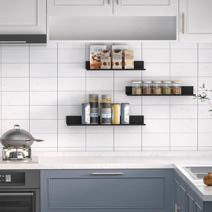 Wisfame Floating Wall Shelves - Set of 3 Black Metal Shelves for Modern Home Decor | 11.8/13.8/15.7 in