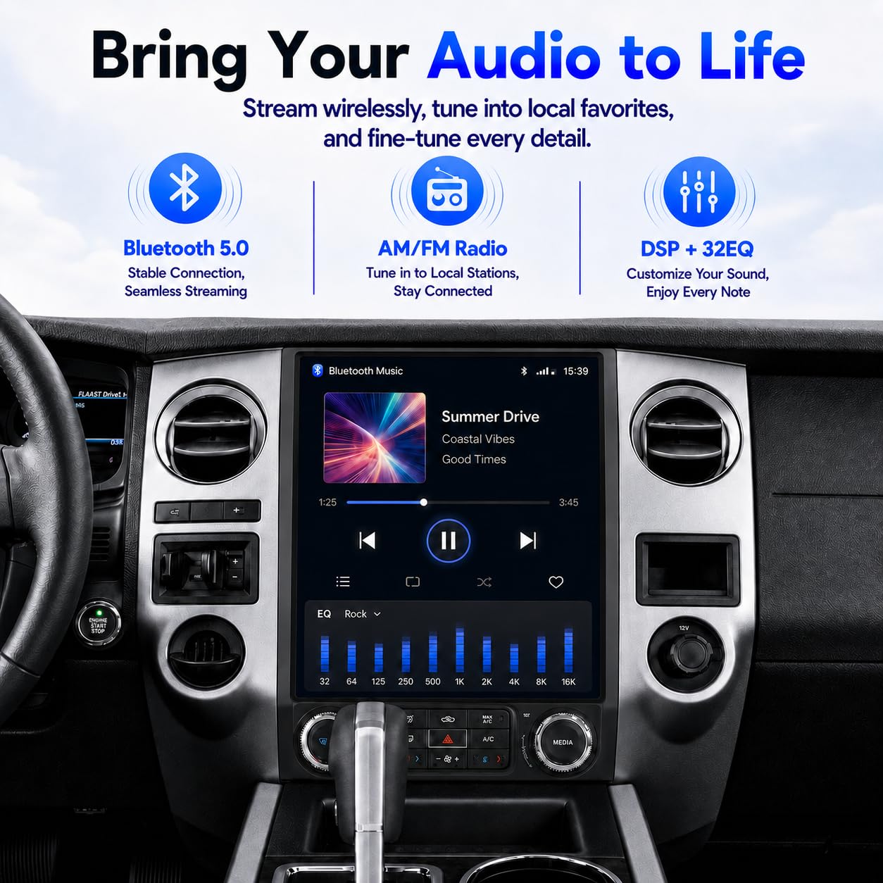 CIGKTSEIN Car Radio for Ford Expedition 2015 2016 2017, 8-Core 4+64GB Android Upgrade Stereo with Wireless Carplay Android Auto, 12.1'' T-Style Screen with GPS WiFi SWC AM/FM Backup Camera